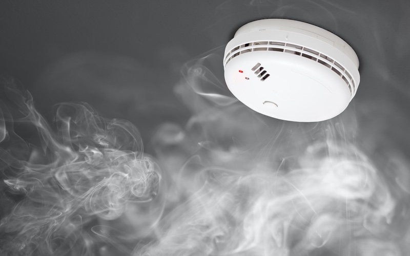 A fire alarm detecting smoke, WyattWorks Cleveland.
