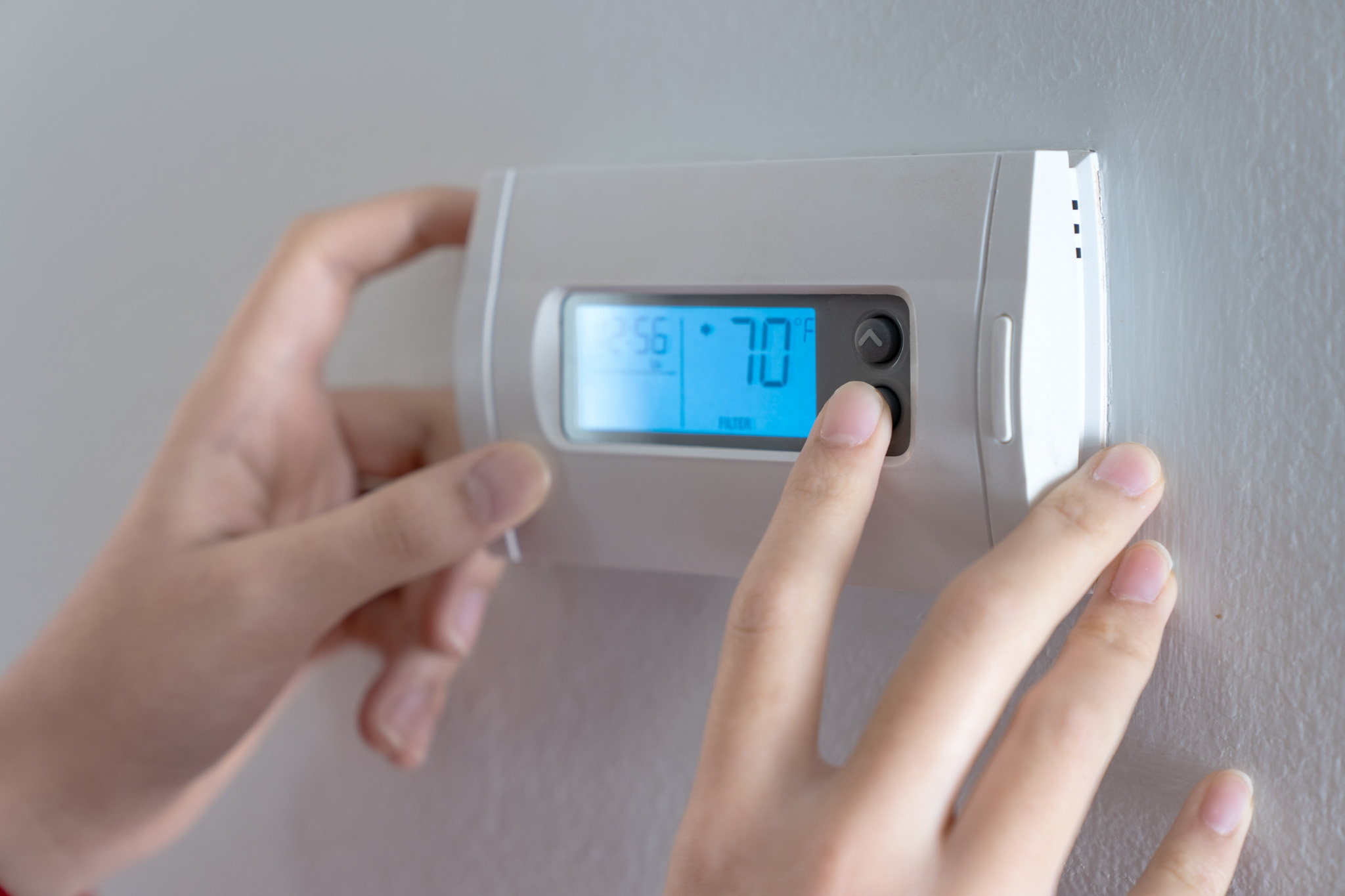 An image of a home thermostat - WyattWorks offers professional services for your hvac in Parma / Seven Hills, OH. 